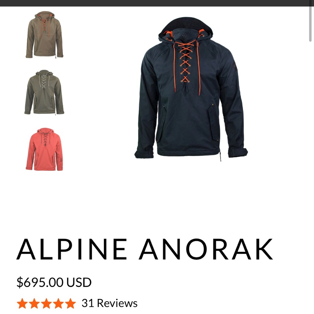 NWOT. Alpine Anorak Navy Pullover.